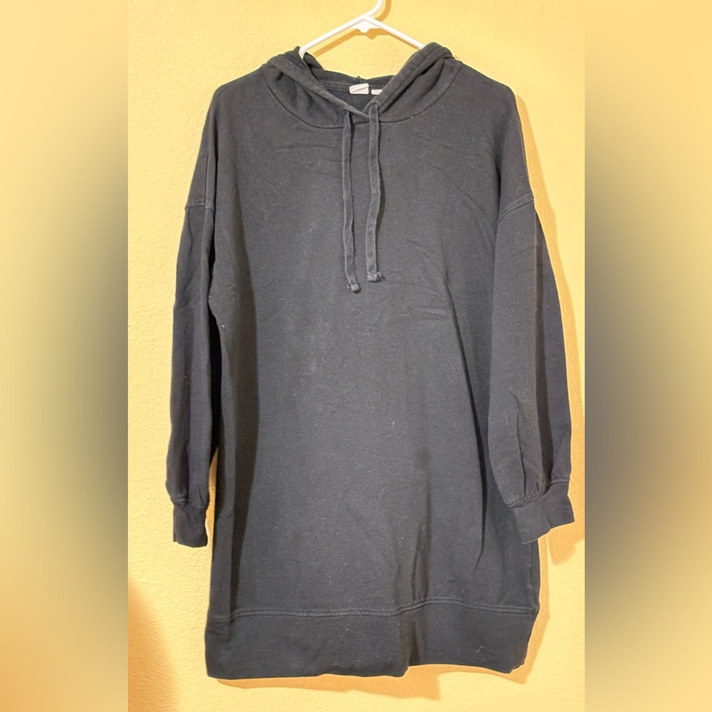 GAP Black Hoodie Dress Tunic Sweatshirt Long Sleeve Cotton Blend Size L